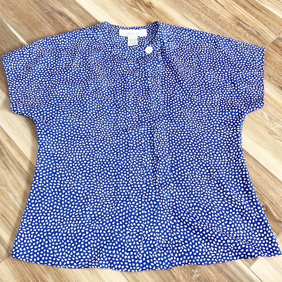 Vintage Polka Dots Button Down Pleated Blouse - Picture 13 of 15